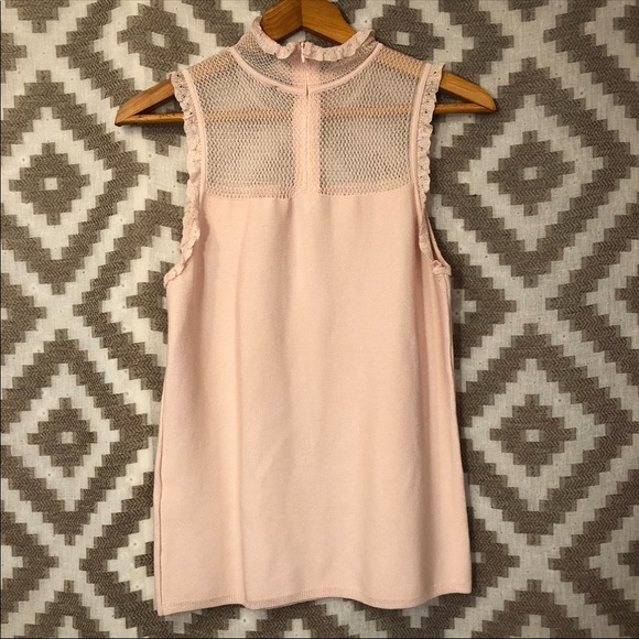 WHBM Light Pink Sleeveless Knitted Ruffle Top - Picture 3 of 4